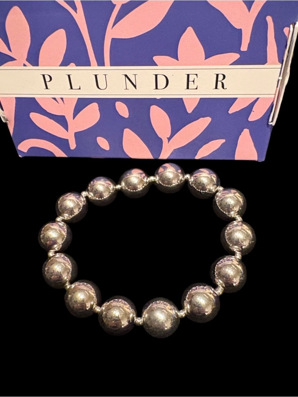 Plunder Silver-tone Round Bead Stretch Bracelet